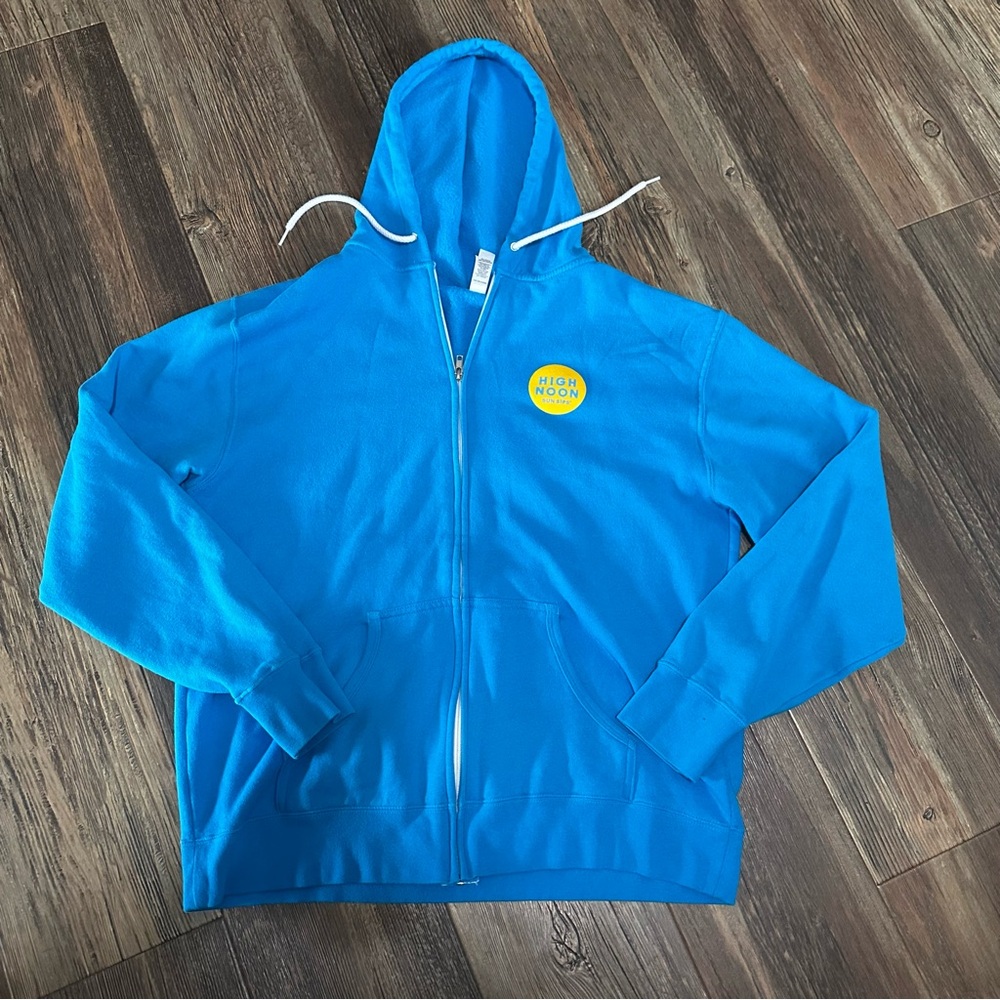 HIGH NOON sun sips turquoise full zip hoodie unisex XL sweatshirt